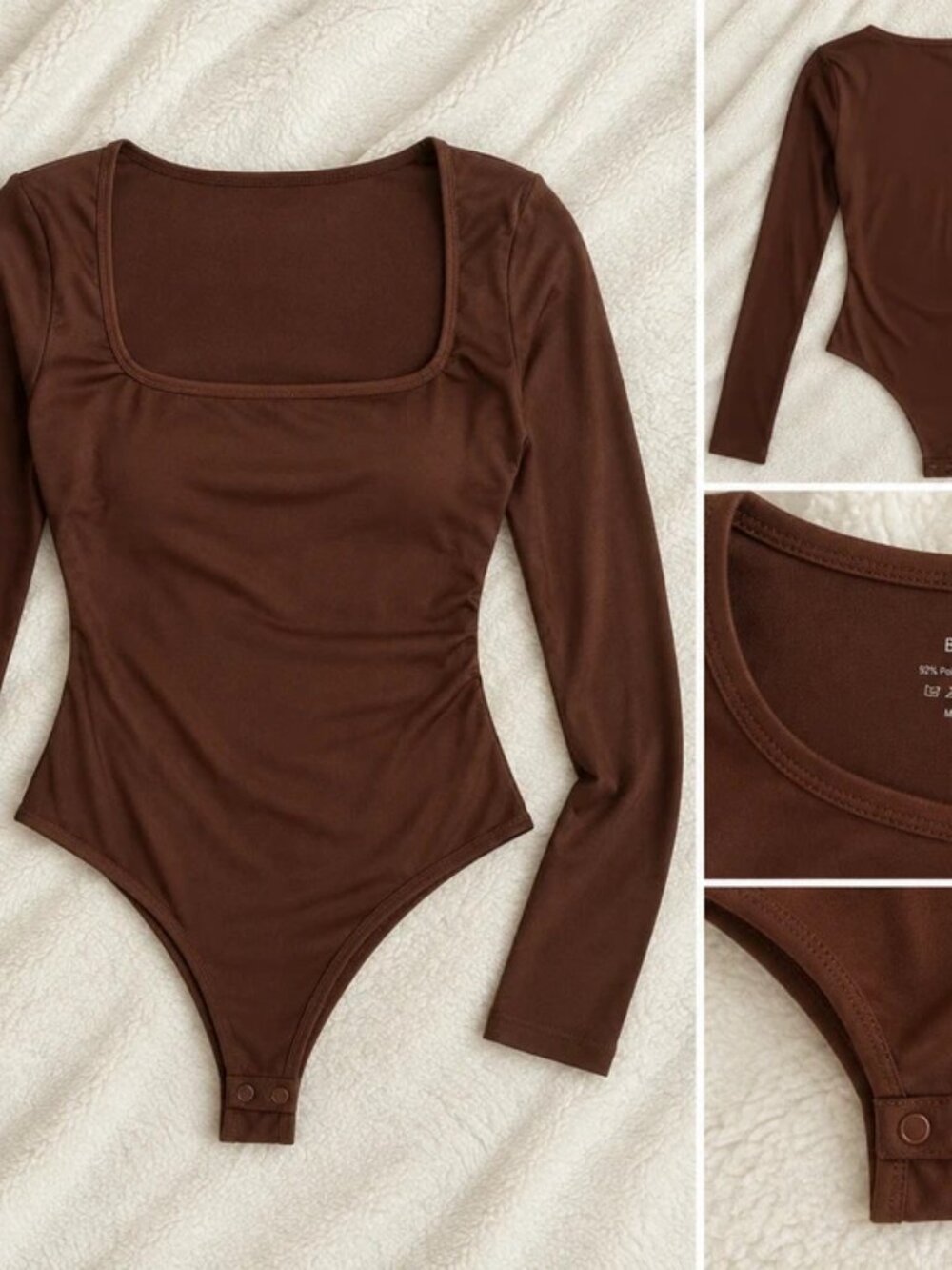 Brown Long Sleeve Cutout Bodysuit – Size XL